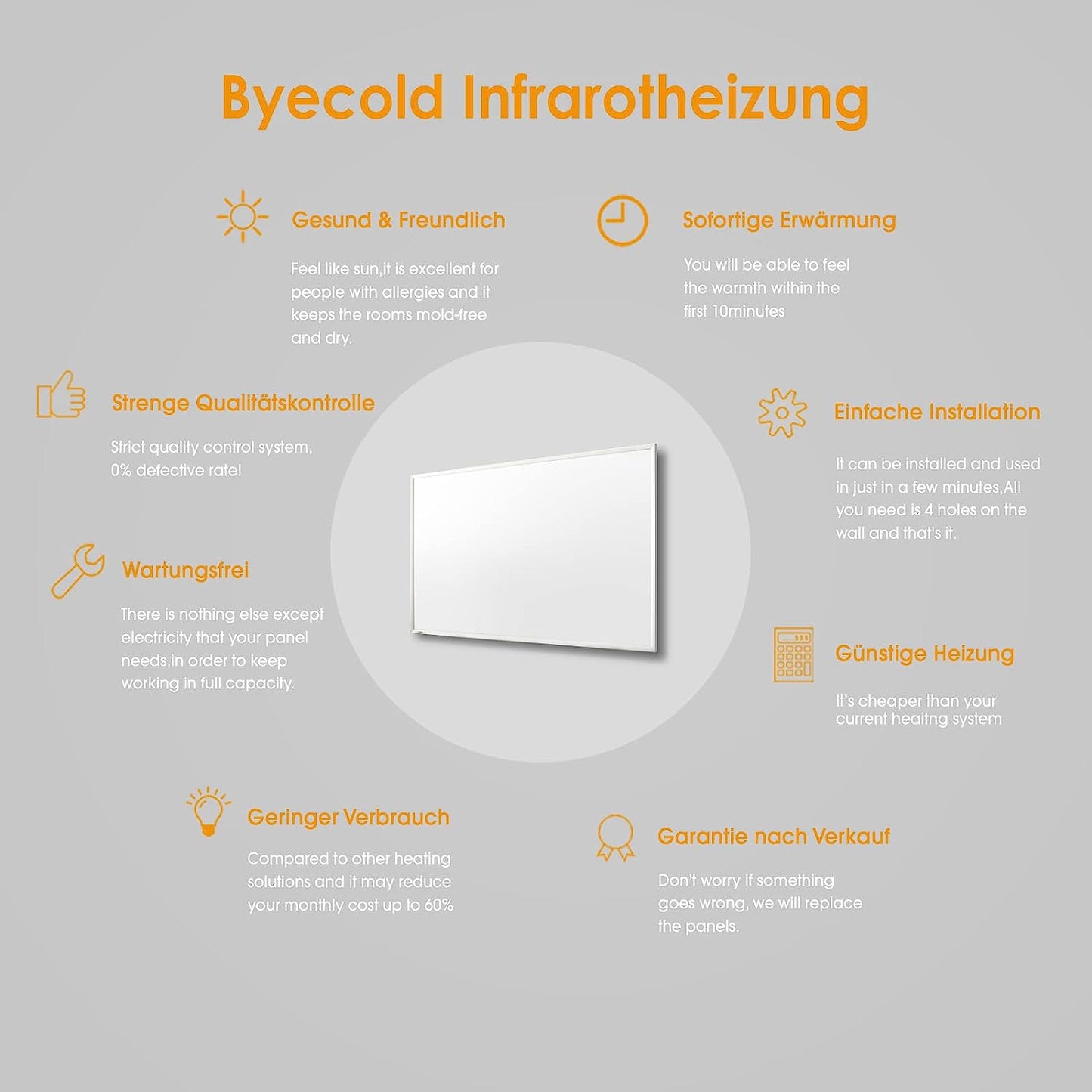 Byecold Infrarotheizung Standgerät 300 Watt Füße wärmer elektroheizung