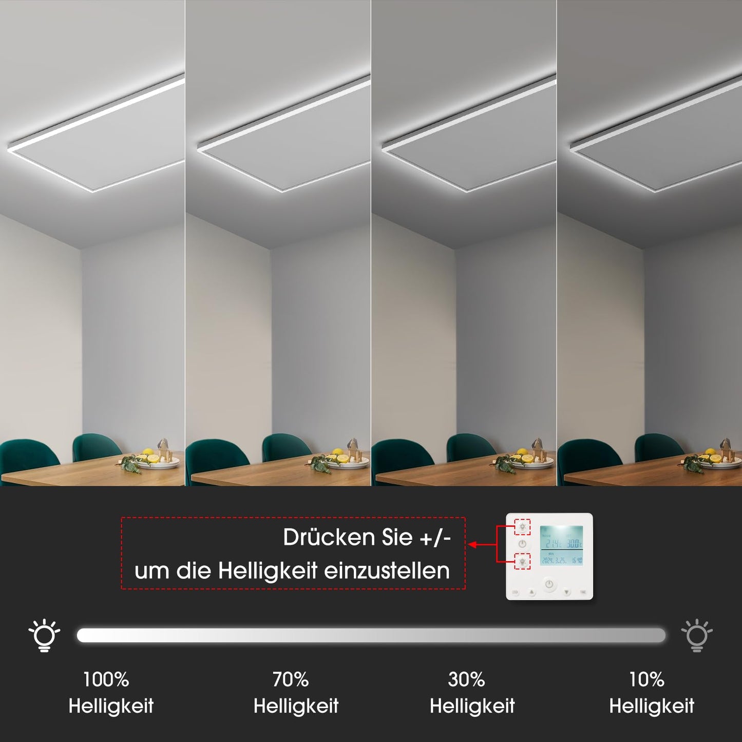 Infrarotheizung mit Thermostat Deckenheizung LED Beleuchtung Licht