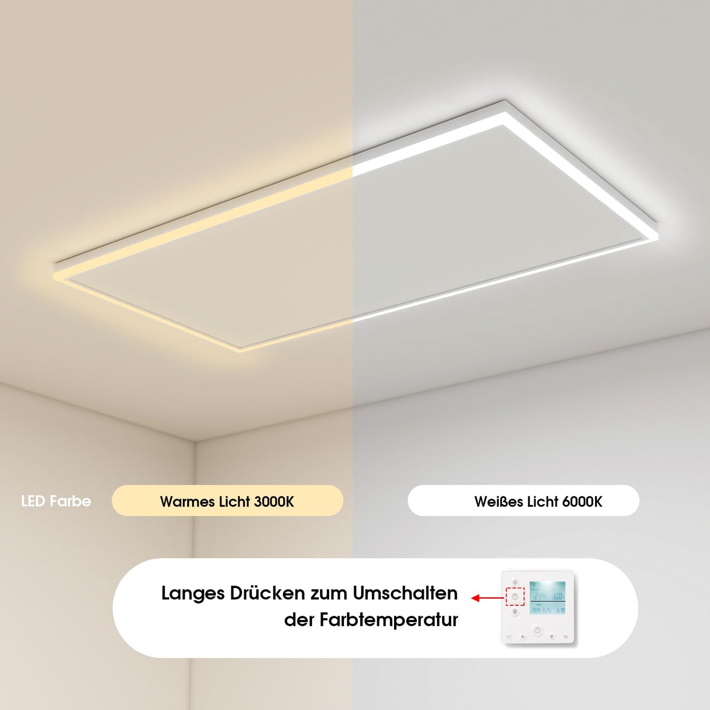 Infrarotheizung mit Thermostat Deckenheizung LED Beleuchtung Licht