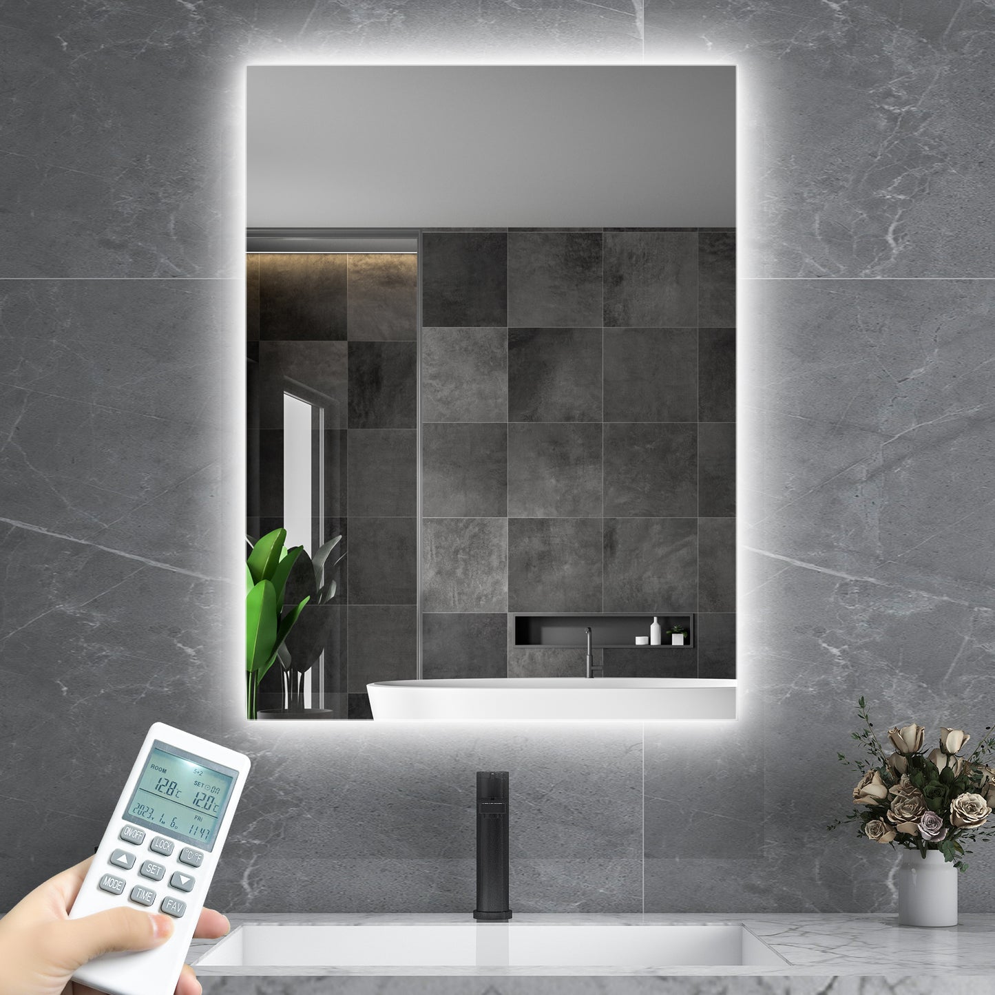 Infrarotheizung spiegel für Badezimmer wandheizung  (optional mit LED Licht)